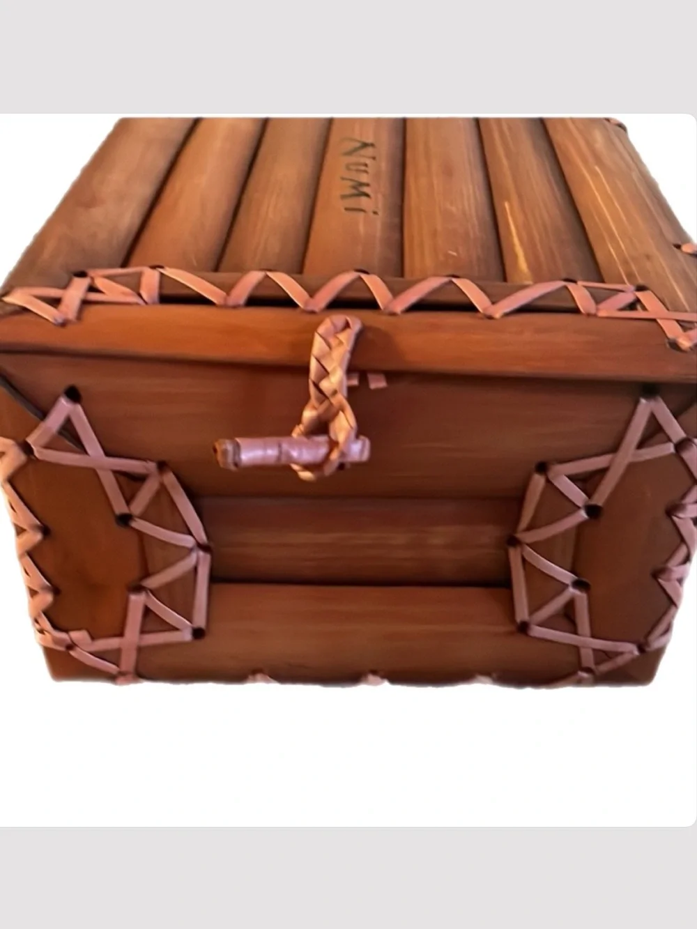 New, NUMI Bamboo woven decorative box. 8x10”